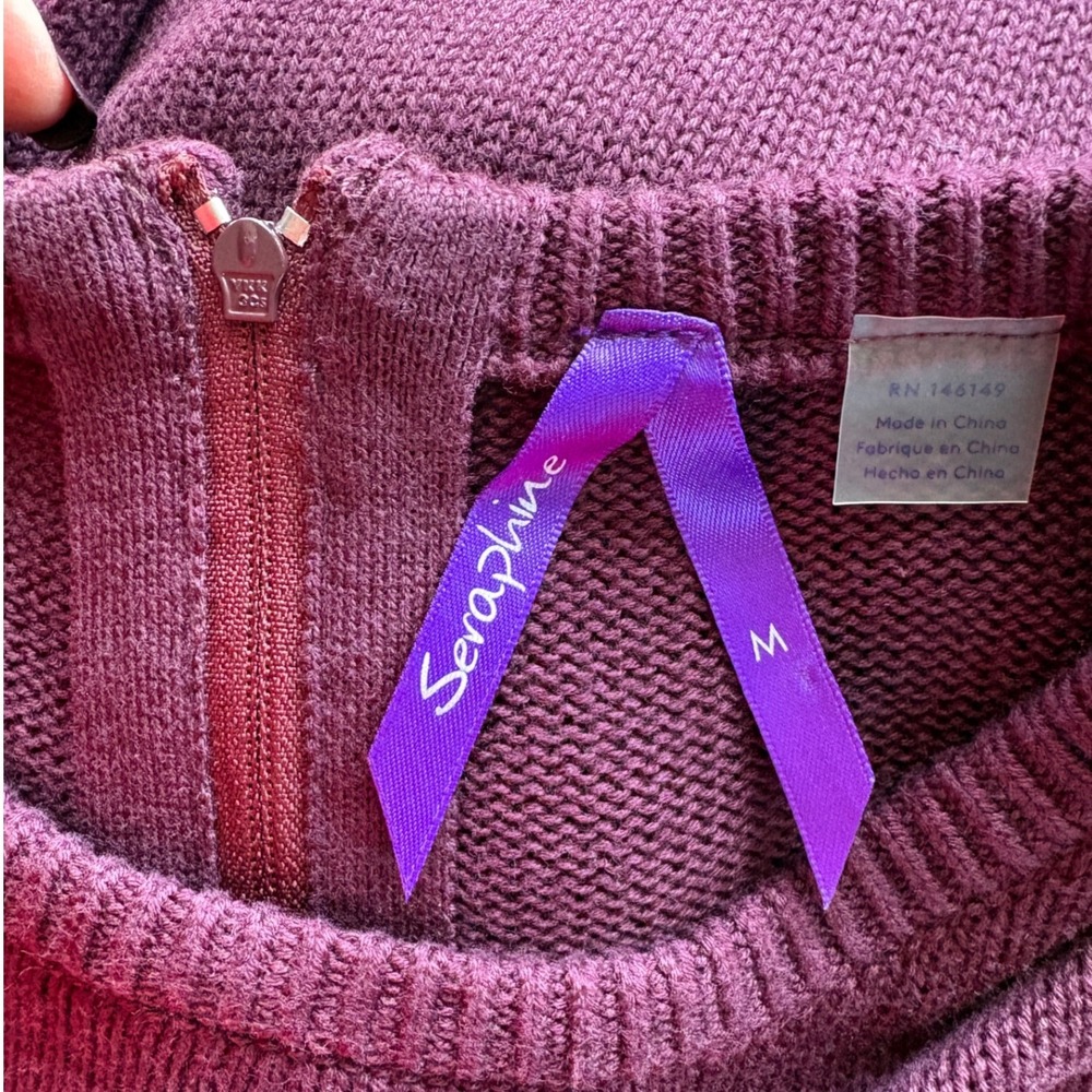 Seraphine Purple Berry Cotton Blend Maternity Sweater, Size Medium, Baby Bump - Picture 4 of 7